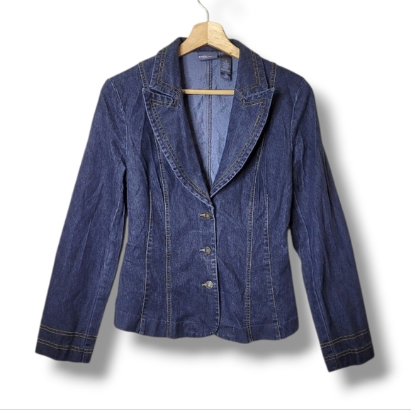 Bisou Bisou Jackets & Blazers - Bisou Bisou Y2K Denim Stretch Jean Jacket Size 8